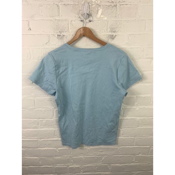 DKNY Women's Crewneck T-Shirt Short Sleeves Regular Fit Cotton Blue Size XL - Picture 2 of 5